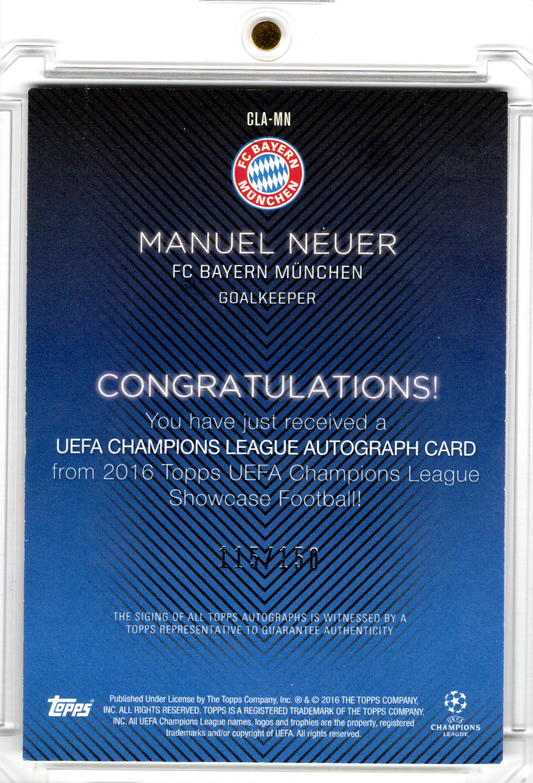 2016 Topps Showcase UEFA Champions League Auto Manuel Neuer /150 FC Bayern