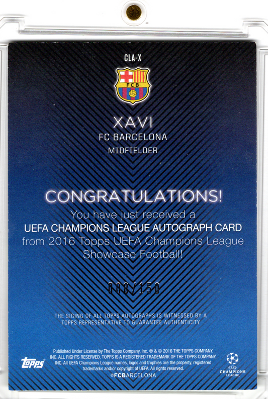 2016 Topps Showcase UEFA Champions League Auto Xavi /150 FC Barcelona