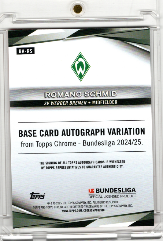 2024-25 Topps Chrome Bundesliga Orange Auto Romano Schmid /25 Werder Bremen