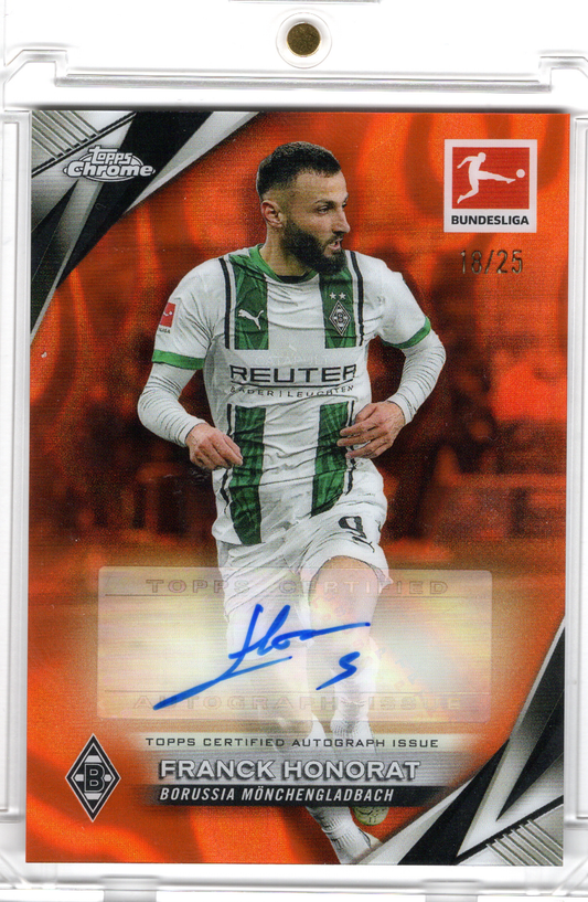 2024-25 Topps Chrome Bundesliga Orange Auto Franck Honorat 18/25 Borussia Mönchengladbach