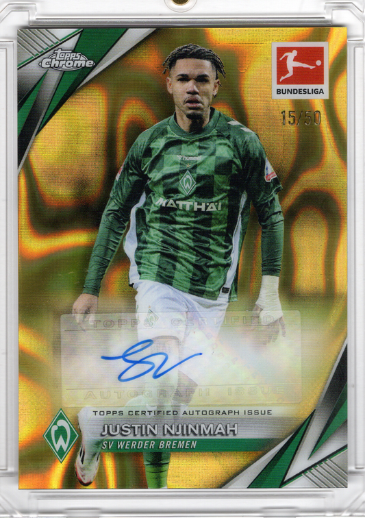 2024-25 Topps Chrome Bundesliga Gold Lava Auto Justin Njinmah /50 Werder Bremen