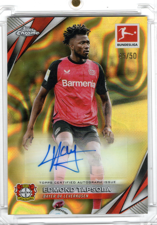 2024-25 Topps Chrome Bundesliga Gold Lava Auto Edmond Tapsoba /50 Bayer 04 Leverkusen