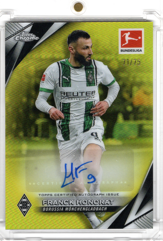 2024-25 Topps Chrome Bundesliga Yellow Auto Franck Honorat 71/75 Borussia Mönchengladbach