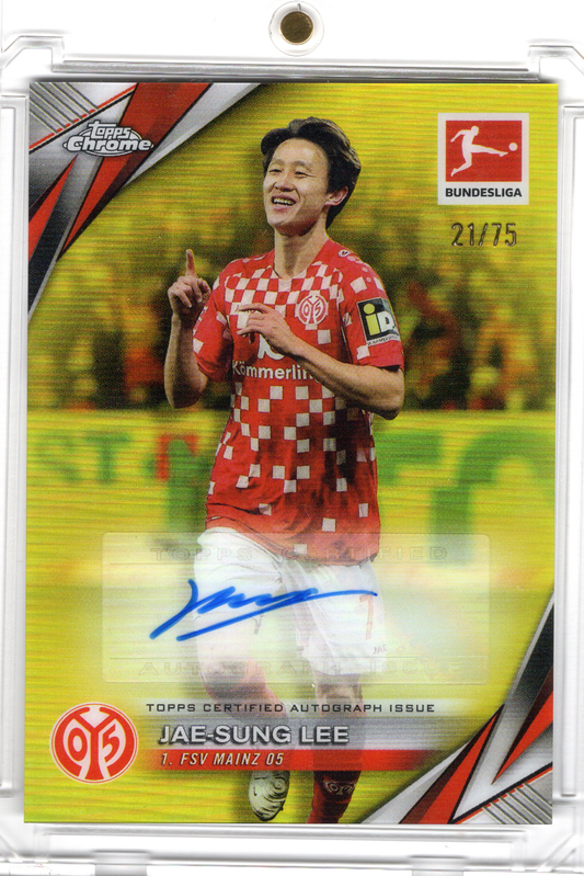 2024-25 Topps Chrome Bundesliga Yellow Auto Jae-Sung Lee /75 Mainz 05