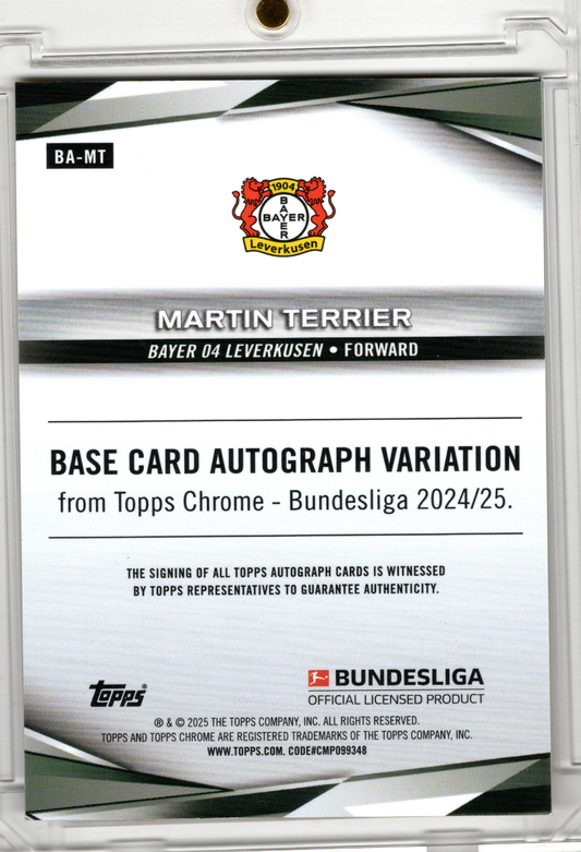 2024-25 Topps Chrome Bundesliga Gold Wave Auto Martin Terrier /50 Bayer 04