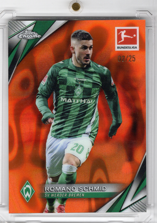 2024-25 Topps Chrome Bundesliga Orange Parallel Romano Schmid /25 Werder Bremen