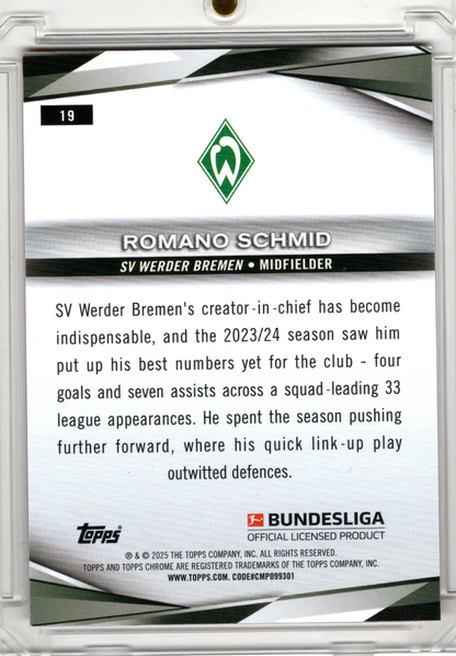 2024-25 Topps Chrome Bundesliga Orange Parallel Romano Schmid /25 Werder Bremen