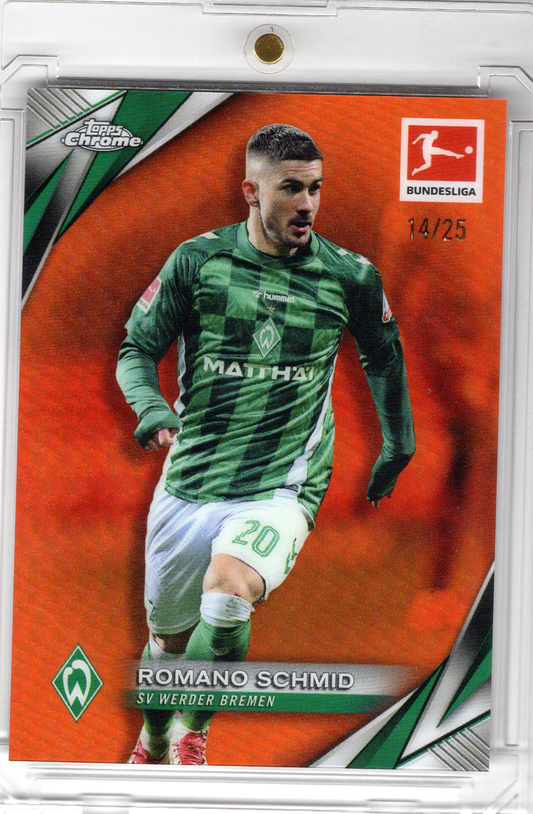 2024-25 Topps Chrome Bundesliga Orange Parallel Romano Schmid /25 Werder Bremen