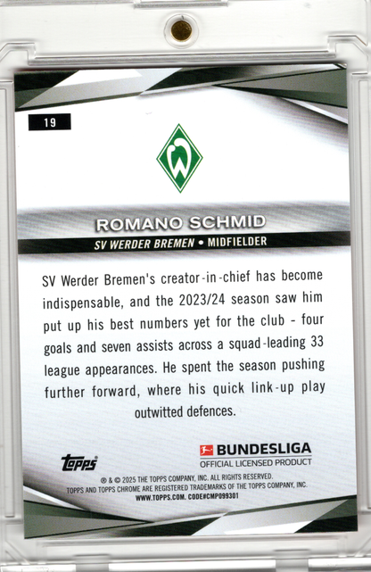 2024-25 Topps Chrome Bundesliga Orange Parallel Romano Schmid /25 Werder Bremen