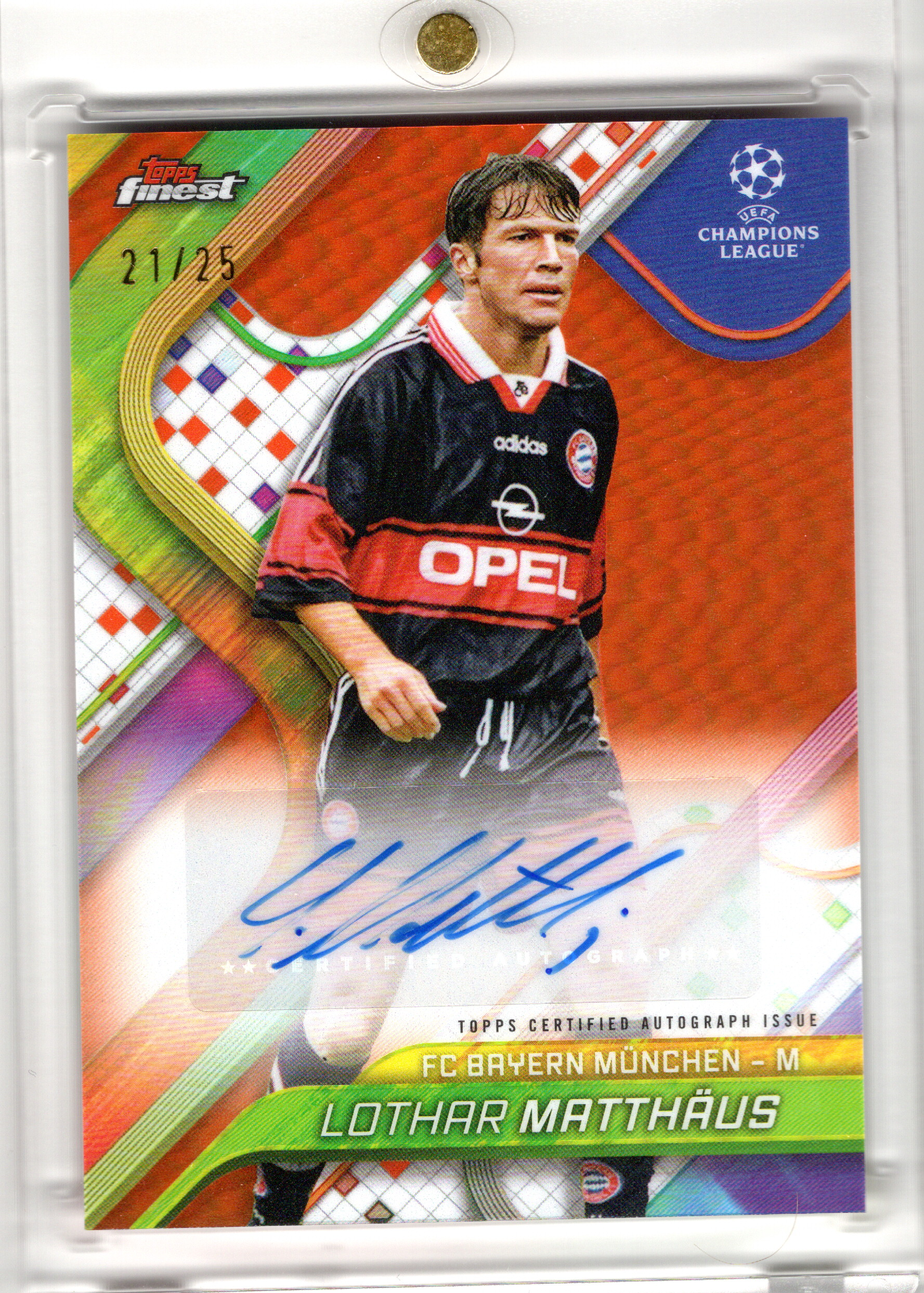 2024-25 Topps Finest UCC Orange Refractor Auto Lothar Matthäus /25 FC Bayern München