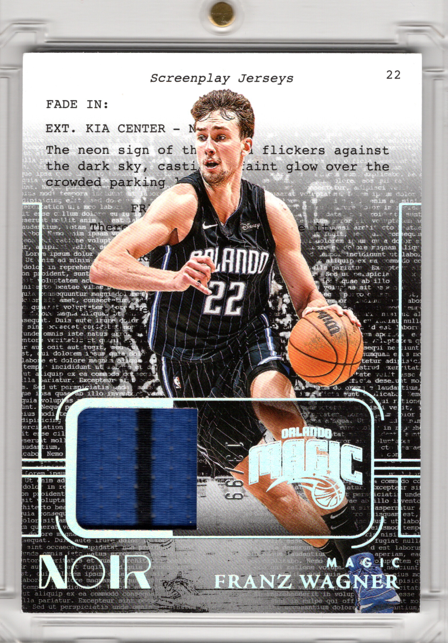 2023-24 NBA Panini Noir Screenplay Jersey Franz Wagner /99 Game Worn Orlando Magic