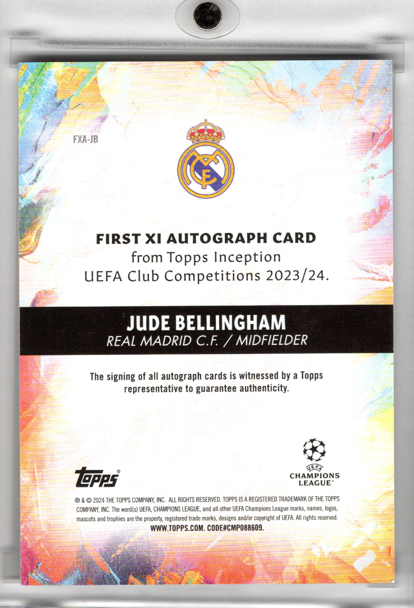2023-24 Topps Inception UCC First XI Auto Pink Jude Bellingham /75 Real Madrid