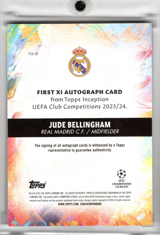 2023-24 Topps Inception UCC First XI Auto Pink Jude Bellingham /75 Real Madrid