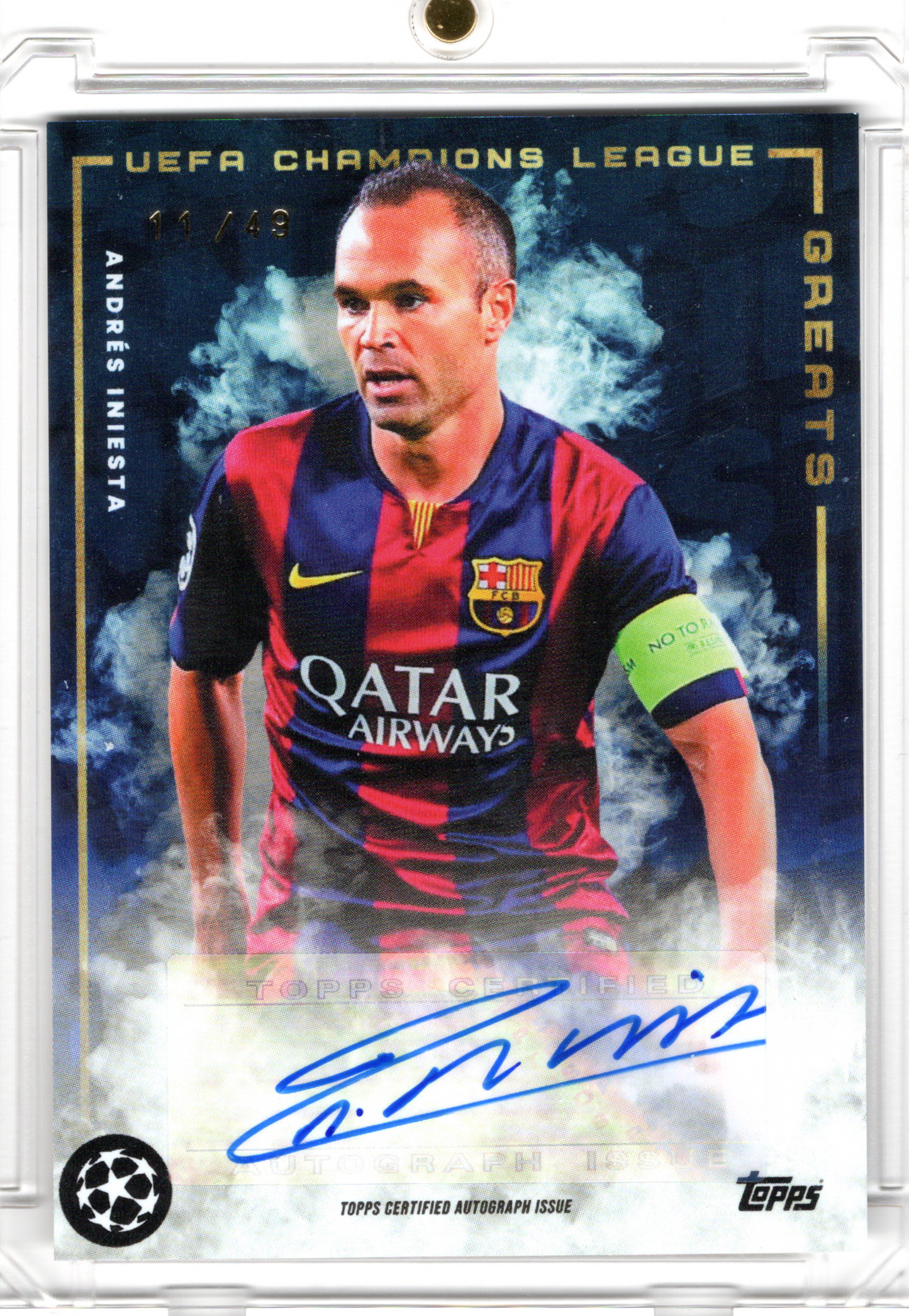 2022 Topps José Mourinho Platinum Curated CL Auto Blue Andres Iniesta /49