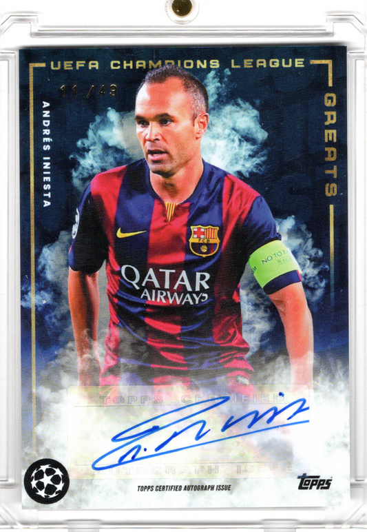 2022 Topps José Mourinho Platinum Curated CL Auto Blue Andres Iniesta /49