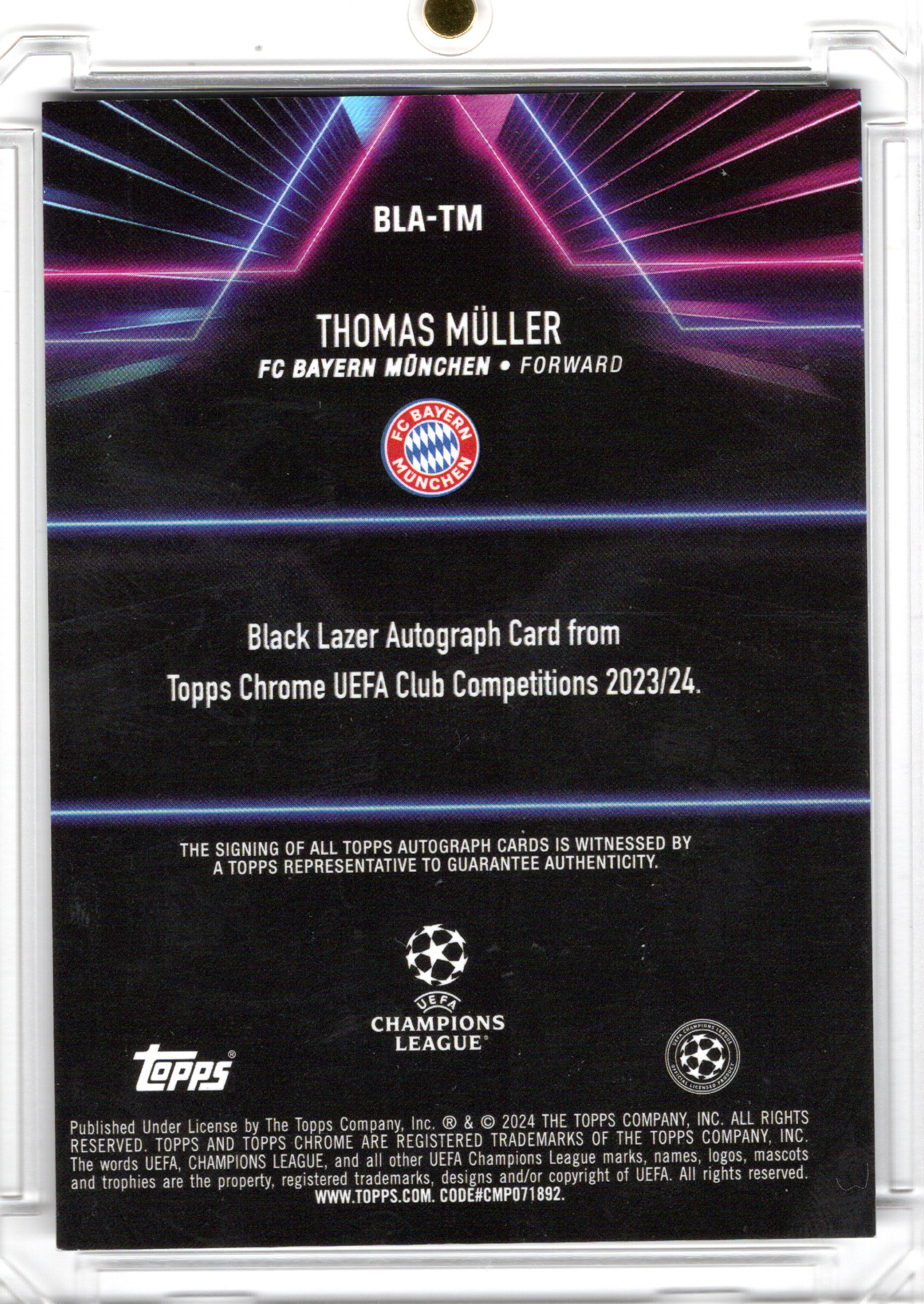 2024-25 Topps Chrome UCC Black Lazer Auto Thomas Müller /99 FC Bayern