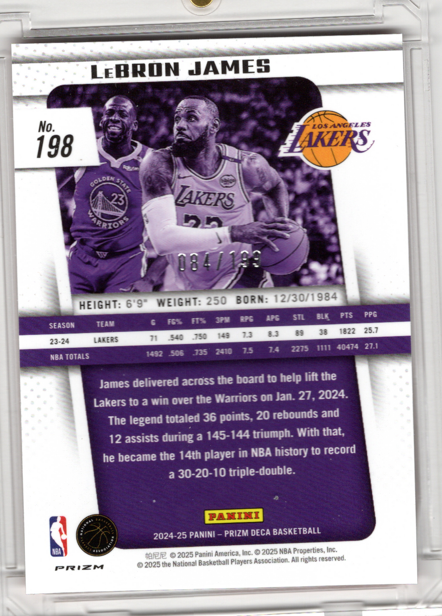 2024-25 Panini Prizm Deca Red Lebron James 84/199 Los Angeles Lakers