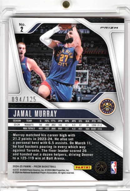 2024-25 Panini Prizm Orange Jamal Murray 94/125 Denver Nuggets