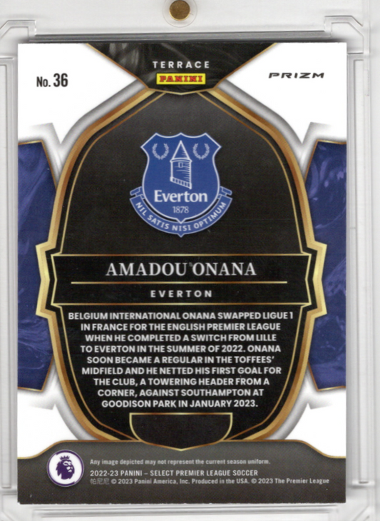 2022-23 Panini Select Premier League Terrace Mojo Purple Rookie Amadou Onana