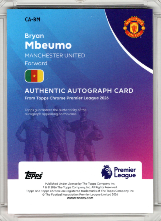2025-26 Topps Chrome Premier League Gold Wave Refractor Auto Bryan Mbeumo 36/50 Manchester United