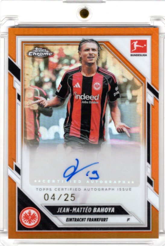 2025-26 Topps Chrome Bundesliga Jean-Matteo Bahoya Orange Refractor Auto 04/25 Eintracht Frankfurt