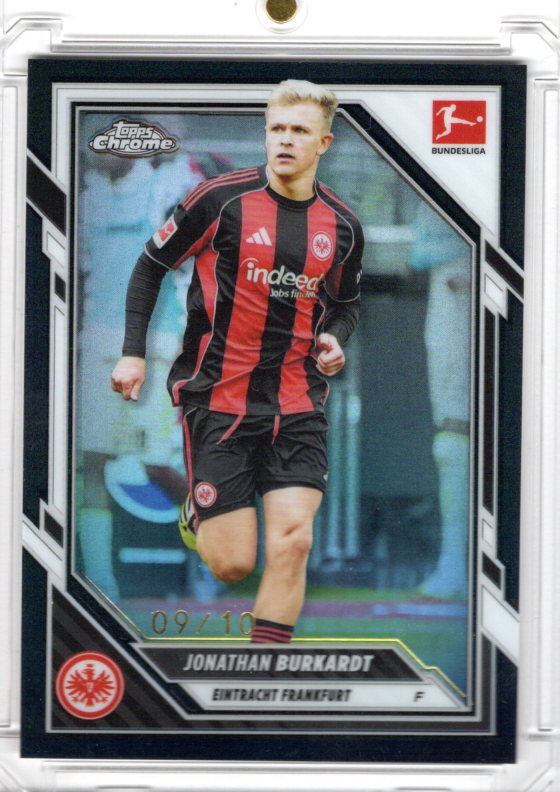 2025-26 Topps Chrome Bundesliga Black Refractor Jonathan Burkardt 09/10 JSY# Eintracht Frankfurt