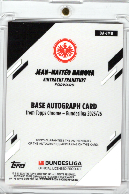 2025-26 Topps Chrome Bundesliga Jean-Matteo Bahoya Orange Refractor Auto 04/25 Eintracht Frankfurt