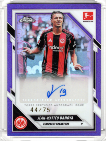 2025-26 Topps Chrome Bundesliga Jean-Matteo Bahoya Purple Refractor Auto 44/75 Eintracht Frankfurt
