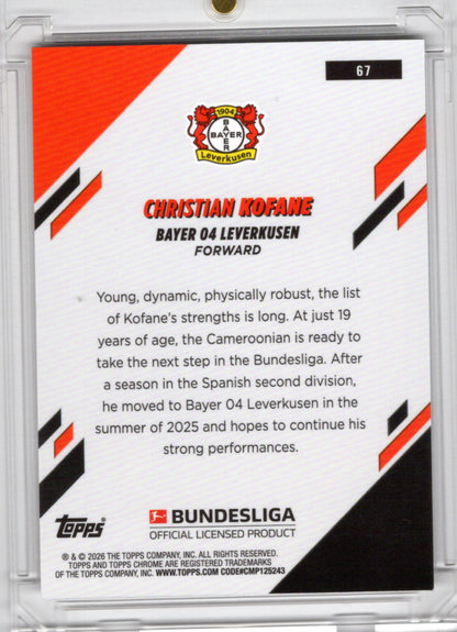2025-26 Topps Chrome Bundesliga Pulsar Rookie Christian Kofane Bayer 04 Leverkusen