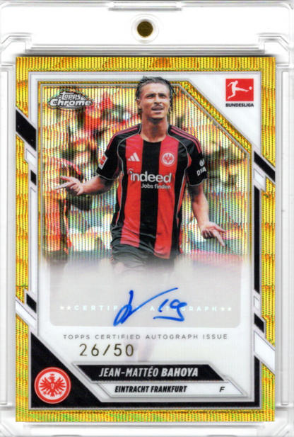 2025-26 Topps Chrome Bundesliga Jean-Matteo Bahoya Gold Wave Refractor Auto 26/50 Eintracht Frankfurt