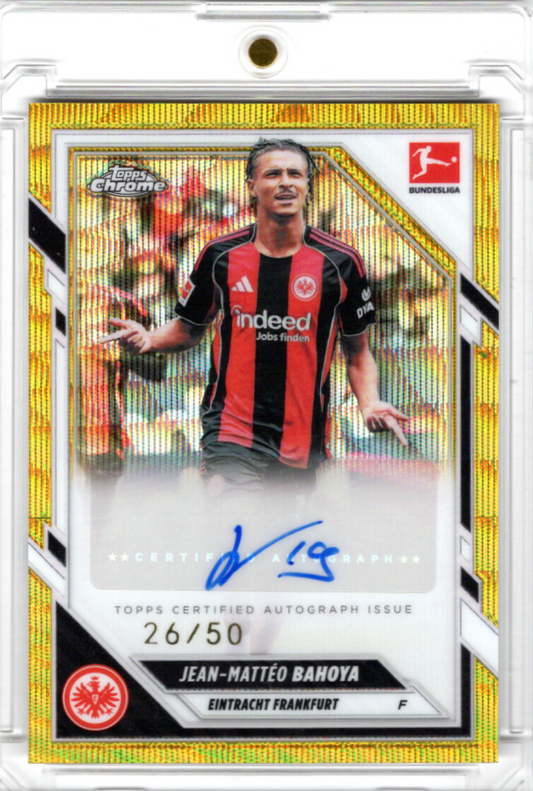 2025-26 Topps Chrome Bundesliga Jean-Matteo Bahoya Gold Wave Refractor Auto 26/50 Eintracht Frankfurt