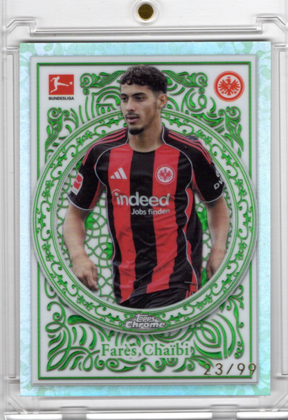 2025-26 Topps Chrome Bundesliga Ornaments Green Fares Chaibi 23/99 Eintracht Frankfurt