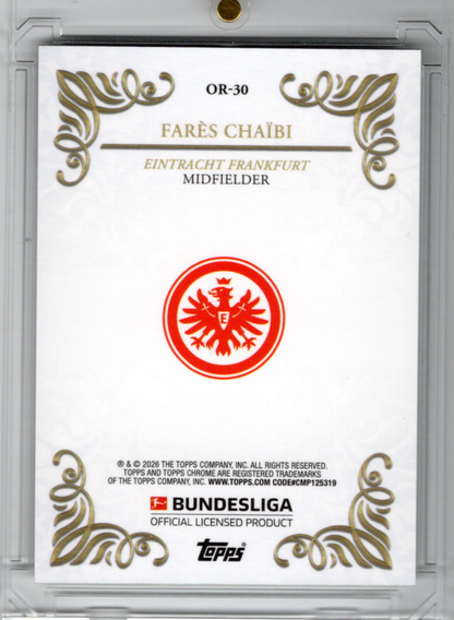 2025-26 Topps Chrome Bundesliga Ornaments Green Fares Chaibi 23/99 Eintracht Frankfurt
