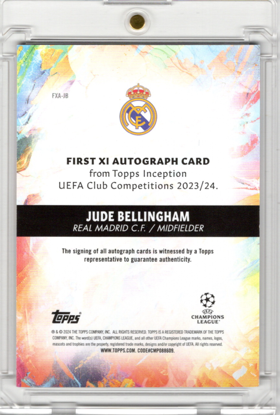 2023-24 Topps Inception UCC First XI Auto Pink Jude Bellingham 48/75 Real Madrid
