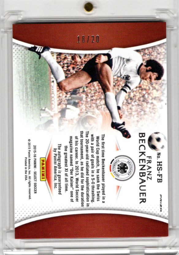 2015-16 Panini Select Soccer Historic Signatures Auto Red Franz Beckenbauer 18/20 Deutschland