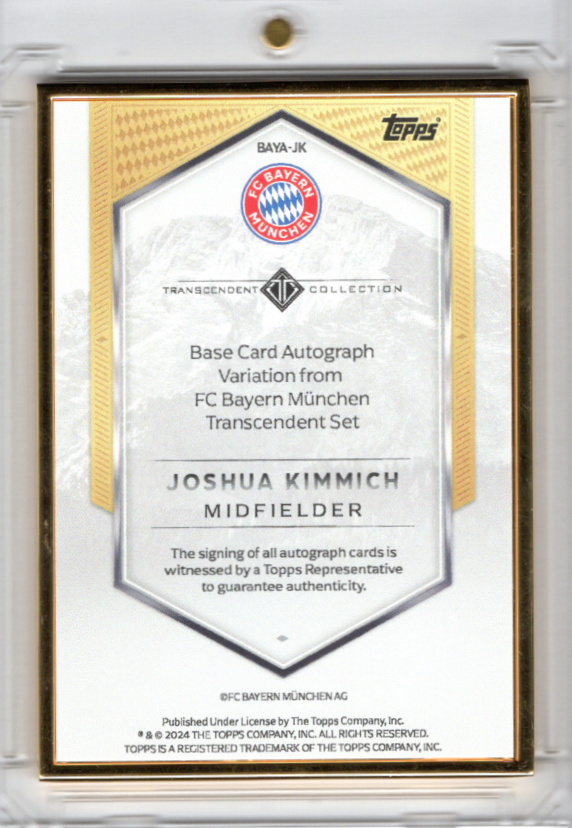 2024 Topps Transcedent Gold Frame On Card Auto Leroy Sane 10/19 JSY# Bayern München