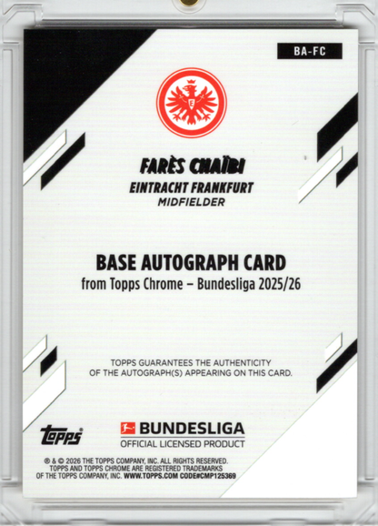 2025-26 Topps Chrome Bundesliga Gold Wave Auto Fares Chaibi 38/50 Eintracht Frankfurt