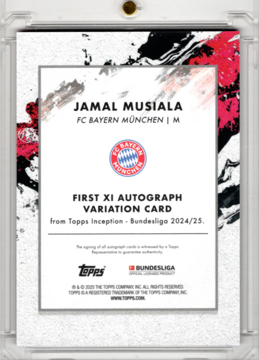 2024-25 Topps Inception Bundesliga First XI Variation Auto Purple Jamal Musiala 19/49 FC Bayern