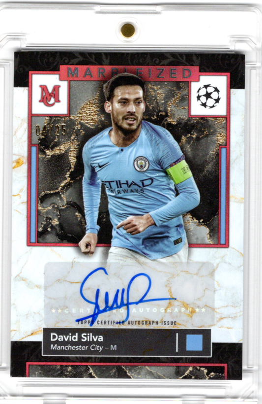 2024-25 Topps Museum Collection Marbelized Auto David Silva Karte 04/25 Manchester City.