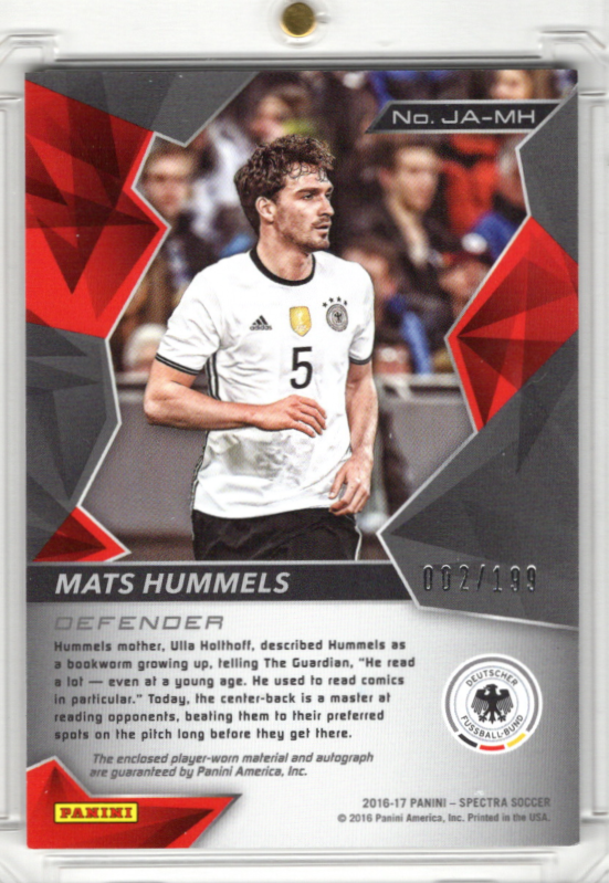 2016-17 Panini Spectra Soccer Jersey Auto Mats Hummels 002/199 DFB
