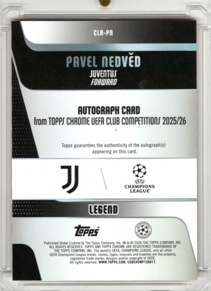 2025-26 Topps Chrome UCC Orange Geometric Refractor Auto Pavel Nedved 10/25 Juventus