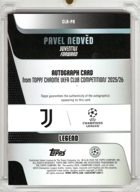 2025-26 Topps Chrome UCC Orange Geometric Refractor Auto Pavel Nedved 10/25 Juventus