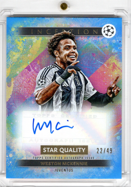 2024-25 Topps Museum Collection Auto Jersey Weston McKennie Karte 32/50 Juventus Turin.