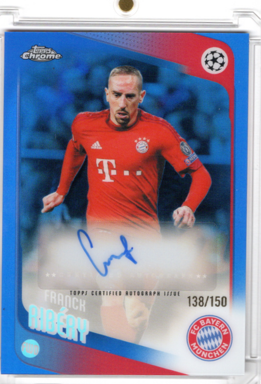 2025-26 Topps Chrome UCC Blue Refractor Auto Franck Ribery Karte 138/150 FC Bayern.