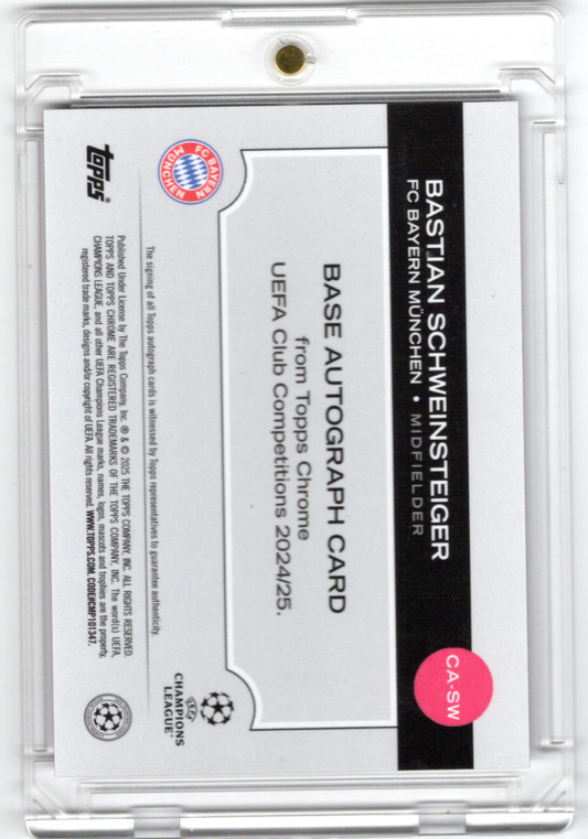 2024-25 Topps Chrome UCC Purple Refractor Auto Bastian Schweinsteiger 67/75 FC Bayern