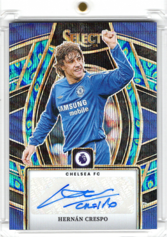 2023-24 Panini Select Premier League Peacock Auto Hernan Crespo Karte Chelsea FC.