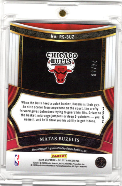 2024-25 Panini Select Rookie Signature Auto Blue Matas Buzelis 24/49 Chicago Bulls