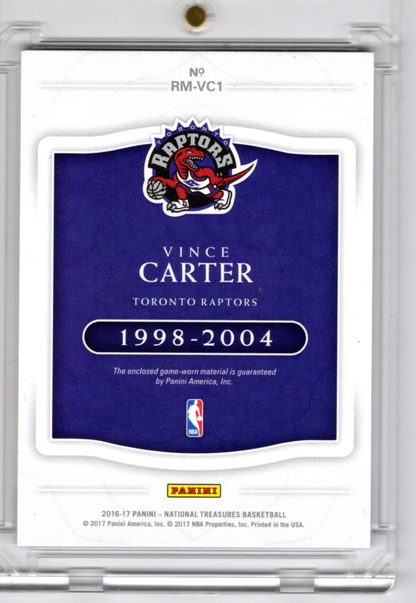 2016-17 Panini National Treasures Patch Prime Vince Carter 19/25 Toronto Raptors