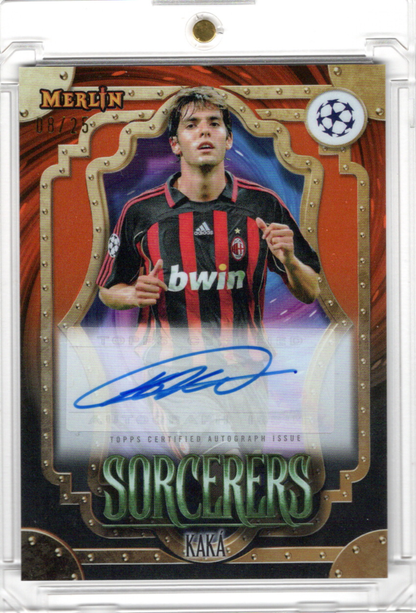 2023-24 Topps Merlin Chrome UCC Sorcerers Auto Orange Kaka Karte 8/25 AC Milan.