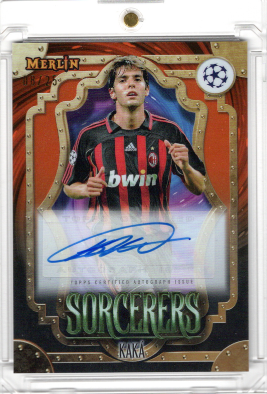 2023-24 Topps Merlin Chrome UCC Sorcerers Auto Orange Kaka Karte 8/25 AC Milan.